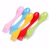 3 in 1 plastic bestek lepel vorkmes bestek set camping gebruiksvoorwerpen spork servies sets-plastic reizen gadget platteware-tool RRA10411