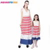 Matka Córka Suknie Kostiumy Rodzinne Striped Jumper Spódnica Wygląd Polka Dot Koronki Dopasowane Odzież Mom and Baby Flag Day 210713