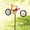 Itens de novidade metal spinner de vento com bicicleta do vintage em pé, ornamento pólo jardim jardim moinho de moinho de moinho de vento