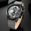Curren Mężczyzna Zegarki Prestiżowe skórzane kwarcowe Zegarek dla mężczyzn Casual Chronograph Luminous Hand Clock Q0524