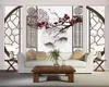 3d väggmålning kinesisk plommon blomma fågel glädje stenmönster mosaik tv bakgrund vardagsrum sovrum tapeter