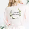 Satin Silk Robes Flower Print Wedding Bathrobe Bride Bridesmaid Gown Women Clothing Sleepwear 210901