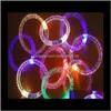 Decorazione Evento Festivo Casa Giardino Consegna a goccia 2021 Bracciale glitterato Bracciale LED Cristallo sfumato Colore Anello a mano Bagliore acrilico Flash Li