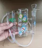 Portable bong glass ash catcher recycler hand-held ashcatcher vaporizer whip 18.8mm joint sticker adapter silicone pipe for smoking