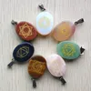 Abalorios de piedra natural, cadena de hilo de cera de ágata de cristal de cuarzo rosa, colgantes de 7 chakras para mujer, joyería de Reiki