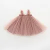 Girl's Dresses Summer Princess Infant Kids Girls A-line Dress Strapless Sleeveless Solid Layered Mesh Lace Tutu Mini Sundress