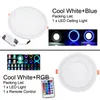 Dimmable redondo LED Painel Luz Ultra-fino Slim Cool White 6w + RGB 3W Luzes De Teto Recesso Empresa Início Iluminação Comercial 12W + RGB 6W