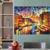 Dekorativ heminredning modern konst tjock olja landskap kanfas målning Venedig vägg bilder Reproduktion för hotell, matsal, restaurang, vardagsrum, inget inramat