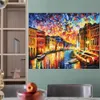 Decoratieve interieur moderne kunst dikke olie landschap canvas schilderij Venetië muur foto's reproductie voor hotel, eetkamer, restaurant, woonkamer, geen ingelijst