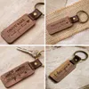 Wholesale Luxury Wooden Keychain High Quality Engravable Blanks Wood Key Chain Straps Personalized Laser Walnut Leather keychains