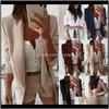 Suits & Blazers Womens Clothing Apparel Drop Delivery 2021 Autumn Women Solid Lapel Slim Blazer Jacket Ladies Business Office Coat Double Poc