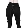 Femmes Gothique Crayon Pantalon Pantalon Ceinture Zipper Dames Streetwear Long Solide Noir Hip Hop D30 211124