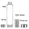 Glas vattenflaska BPA gratis hög tumblers Temperaturbeständig sport med tefilter Infuserflaskor Nylonhylsa 420 ml FHL306-WY1641