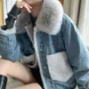 Winter Plush Jean Jacket Women Casual Long Sleeve Outerwear Korean Coat Female Warm Thick Streetwear Plus Size Clothing 210604