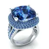 Anéis de casamento Fashion Sapphire Blue noivado dedo Princesa Ring For Women Feminino Tamanho 6 7 8 9 10 Presente comercial