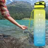 1L 4 kleuren Motiverende Waterfles met Tijd Marker String Leakproof Canteen Waterkan voor Fitness Gym en Outdoor Sport Y1223