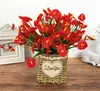 Plastblommor Artificials Red Anthurium One Piece 7 Grenes 30 Flower-Heads Artificial Flower Bouquet for Christmal Decor DD188