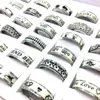 Wholesale 100pcs Stainless Steel Band Rings 6mm Luminous Sticker Fashion Jewelry Assorted Patterns Glow in the dark Men Women