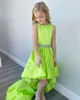 Little Miss Pageant Dress for Teens Juniors Toddlers 2022 Beading Crystal Sash Hi-Lo Girl Formal Party Wear Gown rosie ritzee Weddings High Low Bright Green Satin