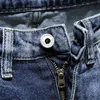 Pantaloni classici da uomo in denim elasticizzato skinny azzurro slavato con toppa con fori strappati Pantaloni da jogging slim Jeans Homme