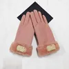 Luvas de cashmere de lona das mulheres novas outono quente de pelúcia de pelúcia à prova de vento de cinco dedos Mittens 201