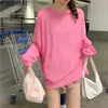 ヴェルエルユ夏の長袖Tシャツの女性ティーシャツ特大Tシャツ女性のカジュアルO首の女性Tシャツプラスサイズ210608