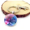 Boom Of Life Glass Cabochon Sleutel Ring Time Gem Sleutelhanger Opknoping Mode-sieraden