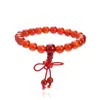 8mm storlek naturlig ädelsten carnelian röd pärlor armband med chine knot dign vävt armband.