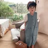 Tute in denim monopetto per bambini estivi in stile coreano ragazzi ragazze pagliaccetti larghi senza maniche vestiti unisex 210615