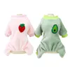 4 Color Dog Apparel Soft Polar Fleece Dogs Pajamas Adorable Puppy Clothes Jumpsuit Pjs Lightweight Cat Coat Pet Clothing Lovely fruit design Strawberry avocado A78