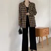 Stylish Office Lady Plaid Loose Chic Shoulder-Pad High Quality Fresh Geometric Women Casual Brief All-Match Blazers 210421