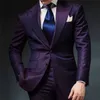 Paars Twee Stuk Piekte Revers Twee Knopen Mannen Bruiloft Pakken Bruidegom Tuxedos 2022 Custom Made GroomsMen Formal Wear (Jacket + Pants) Prom Party Blazer