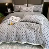 Bedding Sets Milk Fiber Set Printing Dyeing Duvet Cover Luxury Flat/Fitted Sheet Queen King Size With Pillowcases Home Textiles