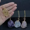 Crystal Wire Natural stone necklace stainless steel chain Irregular Quartz Agate Gemstone pendant women necklaces fashion jewelry will and sandy gift