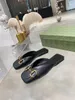 Women's Slippers met vierkante kop en platte bodem in de vroege herfst lederen multi-kleur dubbele knop BAOTOU schoenen maat 35-40