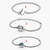 Güzel Takı Otantik 925 Ayar Gümüş Boncuk Fit Pandora Charm Bilezikler Yeni Düğme T-şekilli Yılan Bilezik Mizaç Emniyet Zinciri Kolye DIY Boncuk