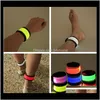 Snap Bracelets Jewelry Drop Delivery 2021 Nylon Led Sports Slap Wrist Bands Wristband Outdoor Night Light Flash Bracelet Glowing Flare Stra