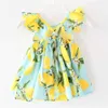 New Baby Girls Dress Princess Party Pageant Dress Fly Sleeve Tulle Stitch Vest Dress Lemon Costume Kid Infant Robe Fille Vestido Q0716