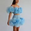 Skirts Sky Blue Mini Skirt For Women Ruffled Tulle Chic Tutu Personalized Girls Party Gown 2022 Custom Made NO TOP