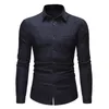 Men's Casual Shirts European And American Simple Solid Color Long-sleeved Denim Shirt Classic Office Business Suit