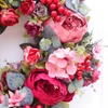 Decorative Flowers & Wreaths Artificial Peony Wreath Rattan String Vine With Green Leaves For Home Wedding Garden Decoration Hanging Garland