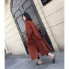 Women's Wool & Blends Long Autumn And Winter Fashion Woolen Overcoat Loose Plus Cotton Size Coat Female Belt Green