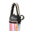 Corde de poignée Flask Porte-bouteille d'eau Cordon de sangle de survie avec anneau de sécurité Porte-bouteilles à large bouche avec mousqueton 12 oz à 64 oz BBA9450