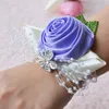 Mariage Poignet Fleur Rose Ruban De Soie Mariée Corsage Main Bracelet Décoratif Bracelet Demoiselle D'honneur Rideau Bande Clip Bouquet