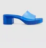 Europ Luxury Slide Summer Fashion Wide Flat Slipper With Thick Sandals Men Women Designer transparent color Shoes heel