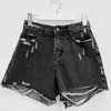 Zomer Denim Shorts Dames Raw-Edge Ripped Hoge Taille Straight Pant Harajuku Gaten Strand Sexy Broek Plus Size Black Jeans 210601