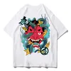 Graphic T Shirts Hommes Streetwear Oversize T Shirt Evil Spirit Print T-Shirt Harajuku Coton Loose Short Sleeve Tshirt 210527