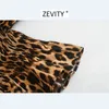 Women vintage leopard print short smock blouse ladies square collar elastic ruffles femininas shirt chic crop tops LS7047 210420