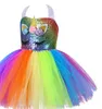 INS rainbow Unicorn girls dresses+headband 2pcs sequin tutu girls dress baby princess dress Holiday Party dresses Christmas dresses 747 V2