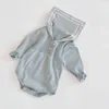 Mode breien romper lente meisjes jumpsuit 0-3 jaar meisje matroos kraag katoen -born babykleding 210417